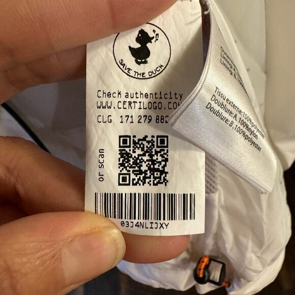 Save The Duck Rainy Jacket Lightweight Full Zip Hooded White Men’s Size Medium - Picture 10 of 12